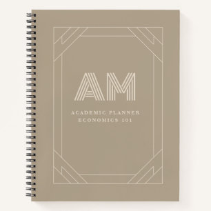 Minimalistisches Warmes Taupe Neutrales Monogramm Notizbuch
