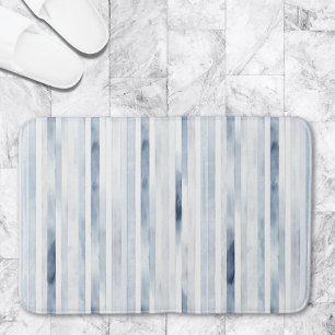 Minimalistisches Wasserfarben-Blau-Streifenmuster Badematte