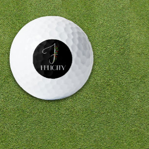 Minimalistisches Wasserfarben-Monogramm F Lehrer Golfball