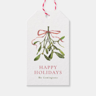Minimalistisches Wasserfarbenfilet & Bow Holiday Geschenkanhänger