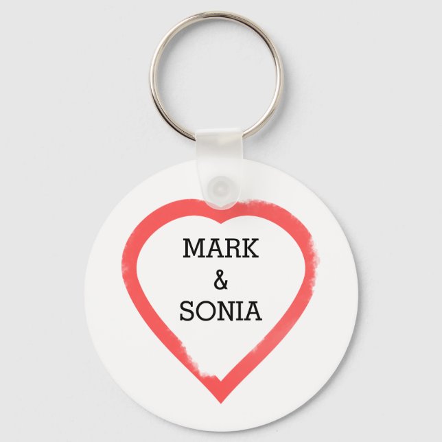 Minimalistisches Wasserfarbenherz Schlüsselanhänger (Vorderseite)