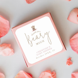 Minimalistisches Watercolor Baby Bear Baby Dusche Quadratischer Aufkleber