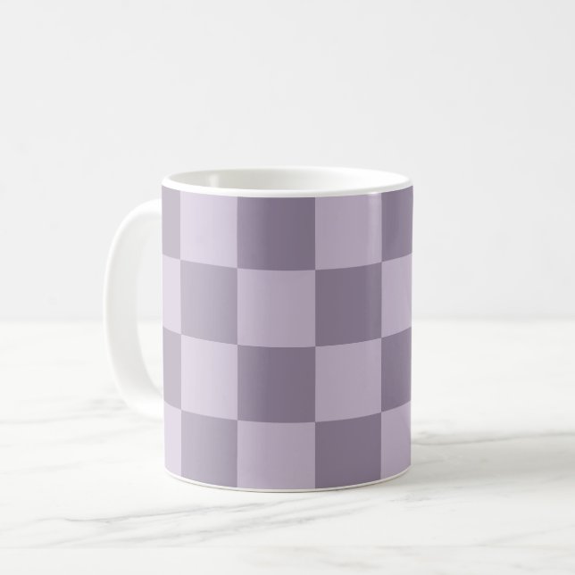 Minimalistisches, weiches Lavendel-Karomuster  Kaffeetasse (Vorderseite Links)