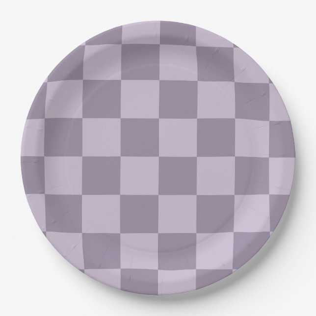 Minimalistisches, weiches Lavendel-Karomuster  Pappteller (Vorderseite)