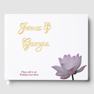 Minimalistisches weiches Rosa und grünes Lotus Hoc Gästebuch