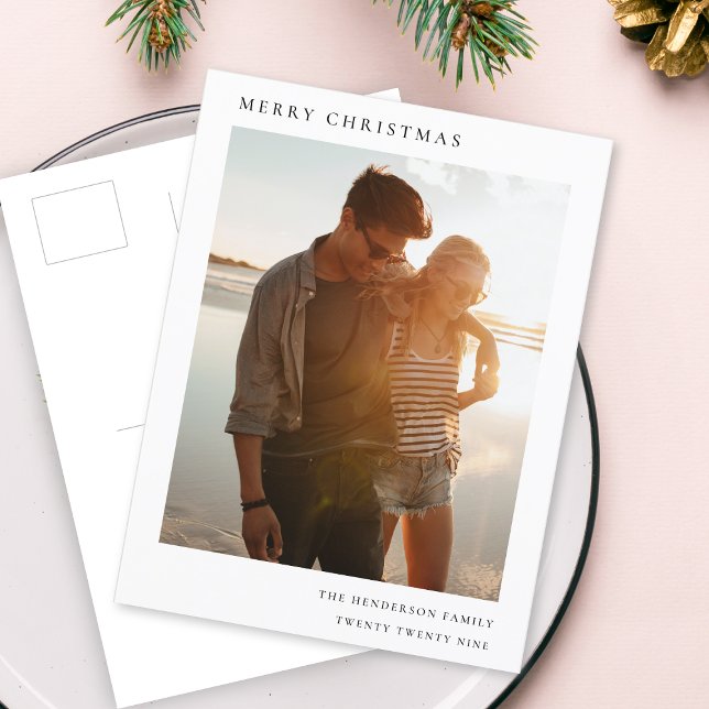 Minimalistisches Weihnachten Einfaches Informelles (A clean minimalist photo postcard perfect for easy and modern Christmas greetings)