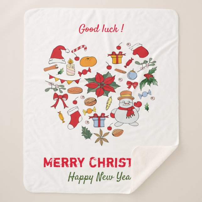 Minimalistisches Weihnachten und Neues Jahr Happy  Sherpadecke (Vorderseite)