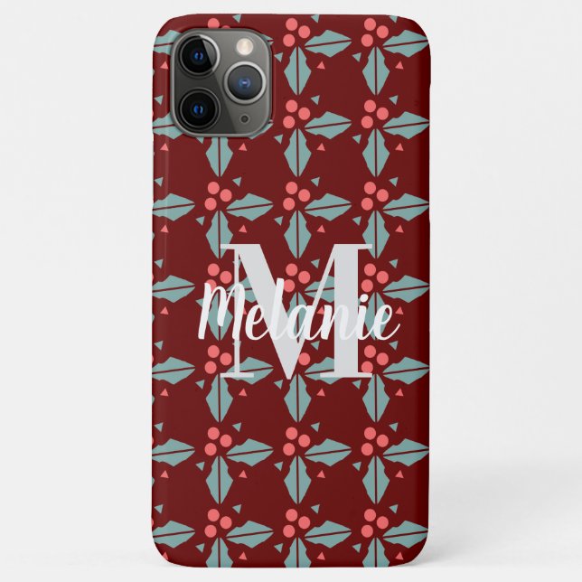 Minimalistisches Weihnachts-Berry-Branch-Design Case-Mate iPhone Hülle (Rückseite)