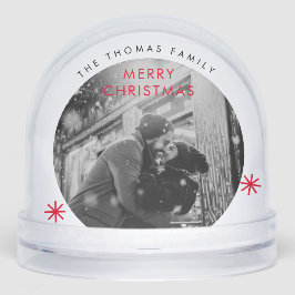 Minimalistisches Weihnachts-Einfaches Rotes Foto Schneekugeln