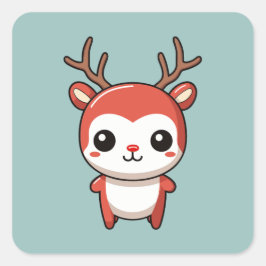 Minimalistisches Weihnachts Niedlich Baby Rudolph Quadratischer Aufkleber