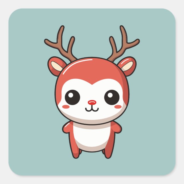 Minimalistisches Weihnachts Niedlich Baby Rudolph  Quadratischer Aufkleber (Vorderseite)