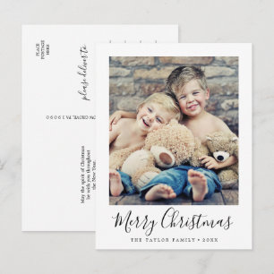 Minimalistisches Weihnachts-Portrait-Foto Feiertagspostkarte