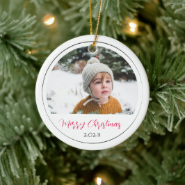 Minimalistisches Weihnachts-Script-Foto Keramik Ornament