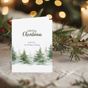 Minimalistisches Weihnachts-Wasserfarben-Evergreen Feiertagskarte