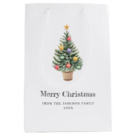 Minimalistisches Weihnachtsbaumfamilienjahr Mittlere Geschenktüte