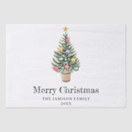 Minimalistisches Weihnachtsbaumfamilienjahr Seidenpapier