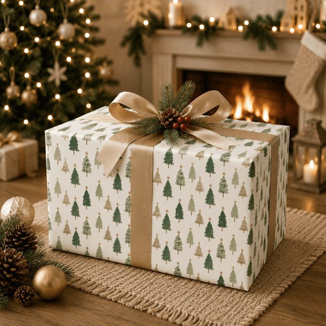 Minimalistisches Weihnachtsbaummuster Geschenkpapier (Von Creator hochgeladen)