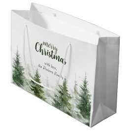 Minimalistisches Weihnachtsgebirge Evergreen Snow Große Geschenktüte