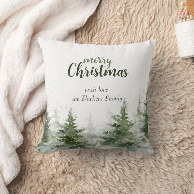 Minimalistisches Weihnachtsgebirge Evergreen Snow Kissen (Decke)