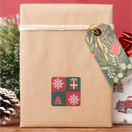 Minimalistisches Weihnachtsicon Quadratischer Aufkleber