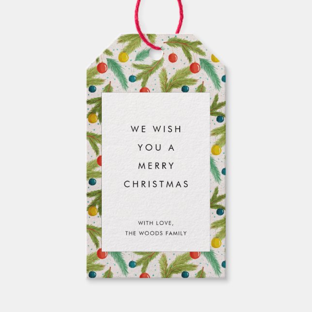 Minimalistisches Weihnachtsmuster Frohe Weihnachte Geschenkanhänger (Vorderseite)