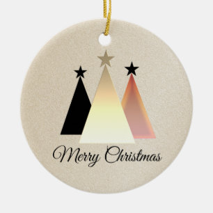 Minimalistisches Weihnachtsschwarz und Rose Gold Keramik Ornament