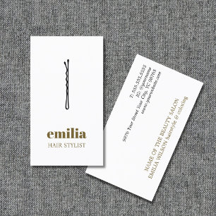 Minimalistisches Weiß Antikes Gold Schwarze Haarsp Visitenkarte
