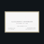 Minimalistisches Weiß Anwalt Beruflich Ozeanien Visitenkarte<br><div class="desc">Diese einfache und minimalistische Visitenkarte im Ozeanformat zeigt Ihren Namen und Ihren Titel in schwarz auf weißem Hintergrund,  gerahmt durch eine goldene Grenze. Personalisieren Sie es für Ihre Bedürfnisse. Ideal für Führungskräfte,  Buchhalter,  Anwälte,  Anwälte,  Finanzanalysten,  Berater,  Grafiker,  Autoren,  Innenarchitekten und alle Geschäftsleute. In meinem Geschäft finden Sie passende Produkte.</div>