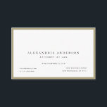 Minimalistisches Weiß Anwalt Beruflich Ozeanien Visitenkarte<br><div class="desc">Diese einfache und minimalistische Visitenkarte im Ozeanformat zeigt Ihren Namen und Ihren Titel in schwarz auf weißem Hintergrund,  gerahmt durch eine goldene Grenze. Personalisieren Sie es für Ihre Bedürfnisse. Ideal für Führungskräfte,  Buchhalter,  Anwälte,  Anwälte,  Finanzanalysten,  Berater,  Grafiker,  Autoren,  Innenarchitekten und alle Geschäftsleute. In meinem Geschäft finden Sie passende Produkte.</div>