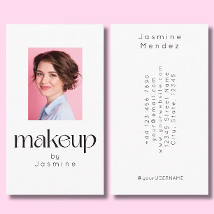 Minimalistisches Weiß Elegantes Foto Makeup-Artist Visitenkarte