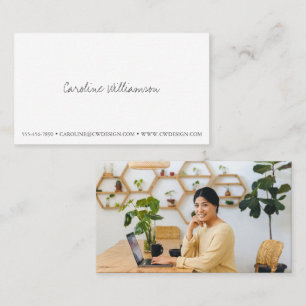 Minimalistisches Weiß Elegantes Skript Professione Visitenkarte