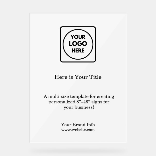 Minimalistisches Weiß-Logo | Modernes einfaches Br Acrylschild (Vorderseite)