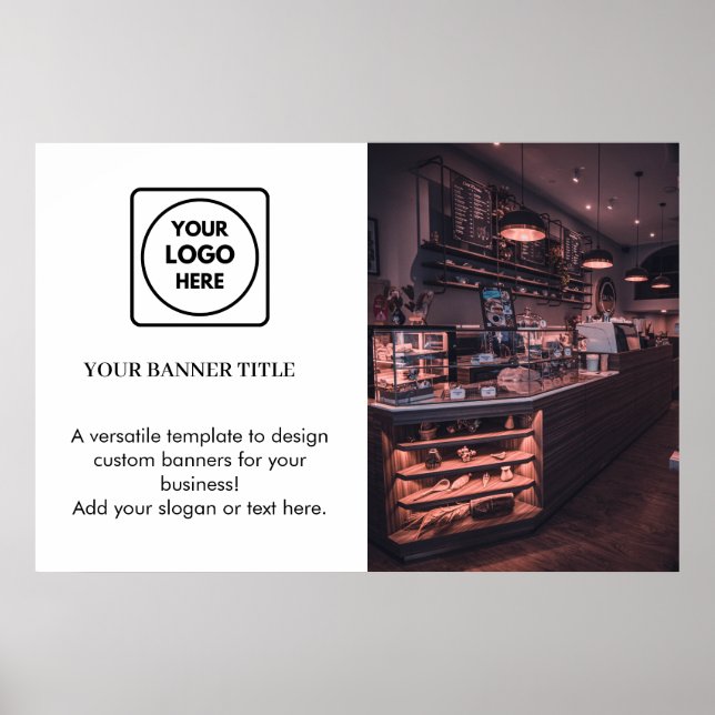 Minimalistisches Weiß-Logo | Modernes einfaches Br Poster (Vorne)