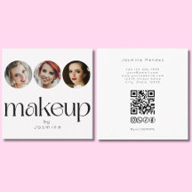 Minimalistisches weißes 3-Foto-MUA-QR-Code-Socials