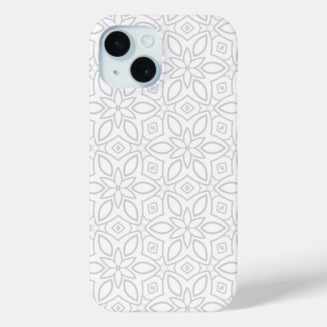 Minimalistisches weißes Blumenmuster iPhone 15 Pro Case-Mate iPhone Hülle (Rückseite)