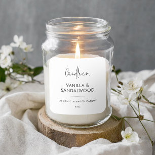 Minimalistisches, weißes Candle-Label Quadratischer Aufkleber