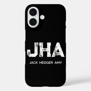 MINIMALISTISCHES WEIßES DREIBUCHSTABEN-MONOGRAMM N iPhone 16 HÜLLE