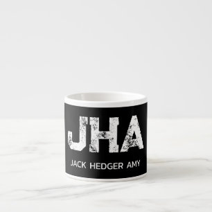 MINIMALISTISCHES WEIßES DREIBUCHSTABEN-MONOGRAMM-N ESPRESSOTASSE