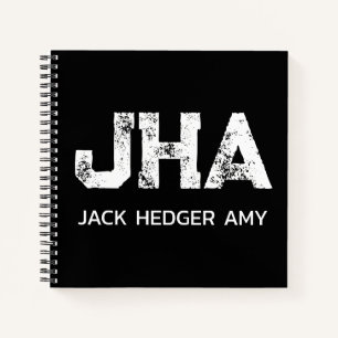 MINIMALISTISCHES WEIßES DREIBUCHSTABEN-MONOGRAMM N NOTIZBUCH