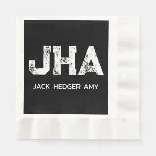 MINIMALISTISCHES WEIßES DREIBUCHSTABEN-MONOGRAMM-N SERVIETTE