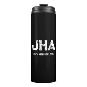 MINIMALISTISCHES WEIßES DREIBUCHSTABEN-MONOGRAMM-N THERMOSBECHER