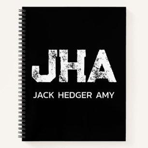 MINIMALISTISCHES WEIßES DREIBUCHSTABIGES MONOGRAMM NOTIZBUCH