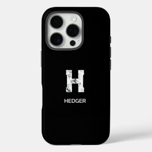 MINIMALISTISCHES WEIßES EIN-BUCHSTABEN-MONOGRAMM N iPhone 16 PRO HÜLLE