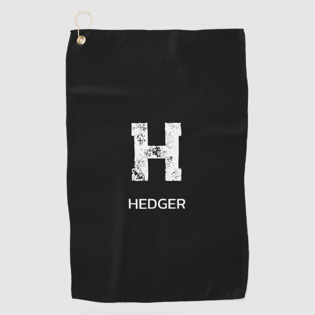 MINIMALISTISCHES WEIßES EIN-BUCHSTABEN-MONOGRAMM N GOLFHANDTUCH (Vorderseite)
