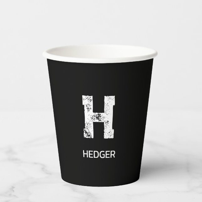MINIMALISTISCHES WEIßES EIN-BUCHSTABEN-MONOGRAMM N PAPPBECHER (Vorderseite)