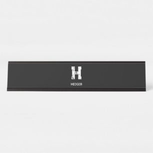 MINIMALISTISCHES WEIßES EIN-BUCHSTABEN-MONOGRAMM N SCHREIBTISCHNAMENSPLAKETTE