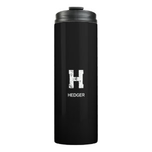 MINIMALISTISCHES WEIßES EIN-BUCHSTABEN-MONOGRAMM N THERMOSBECHER