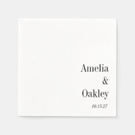 Minimalistisches Weißes Elegantes Hochzeitsszenari Serviette