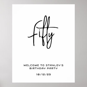 Minimalistisches Weißes Fünfzigjähriges Begrüßungs Poster