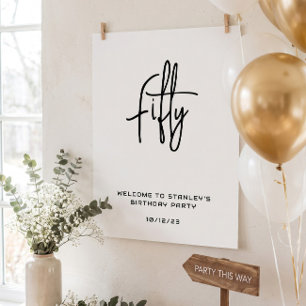 Minimalistisches Weißes Fünfzigjähriges Begrüßungs Poster